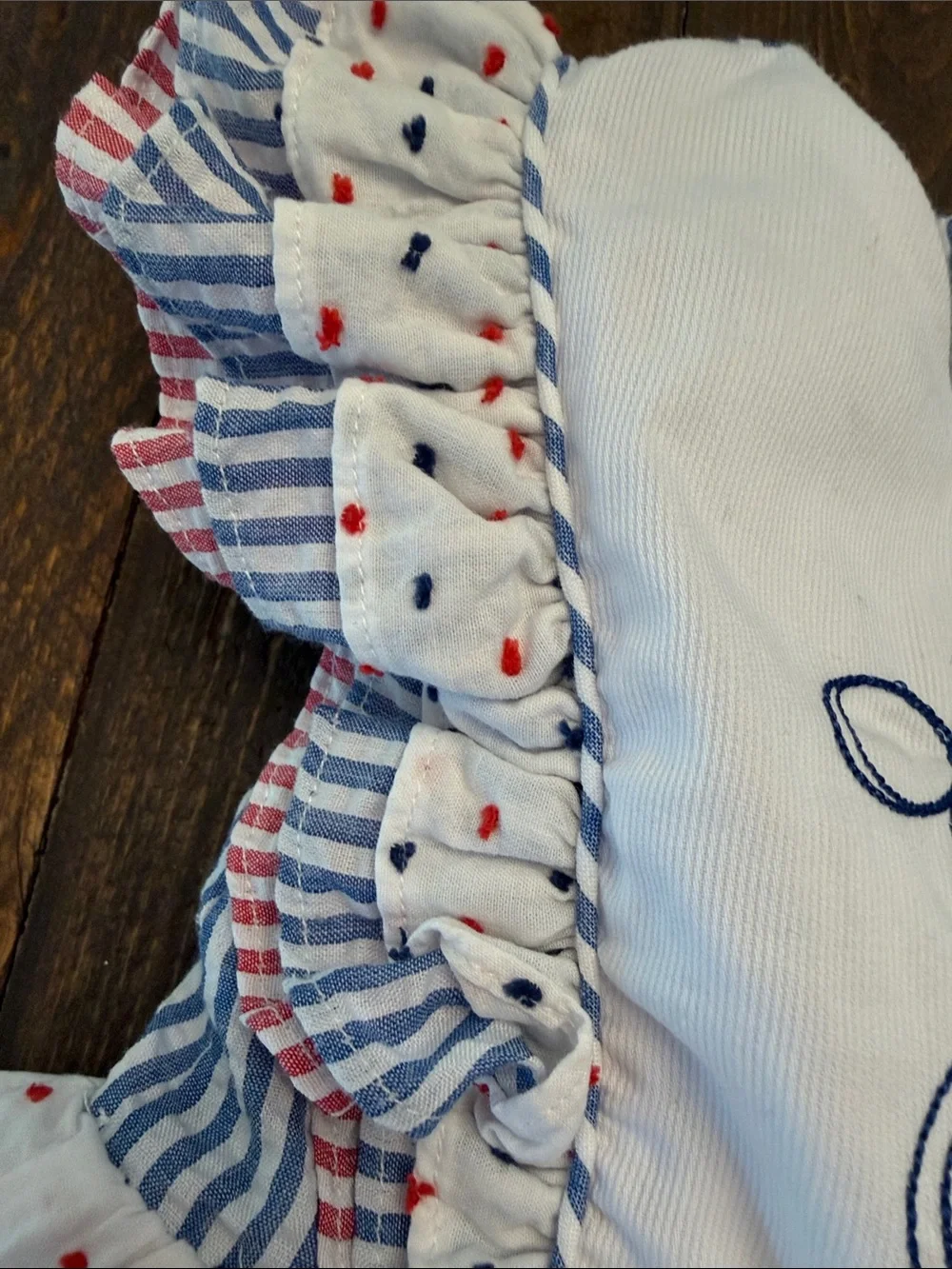 Southern Darlin Smocks American Flag Seersucker Swiss Dot Patriotic Dress 4T Was